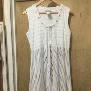 Dolcezza white longline dressy vest with zipper to the waist sheer size M